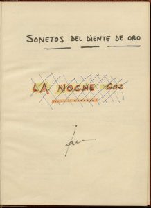 Portada manuscrito cuaderno Sonetos diente de oro. E-MS-1 (2-24)