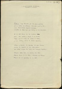 Manuscrito javier egea soneto del diente de oro. E-MS-1 (2-23)