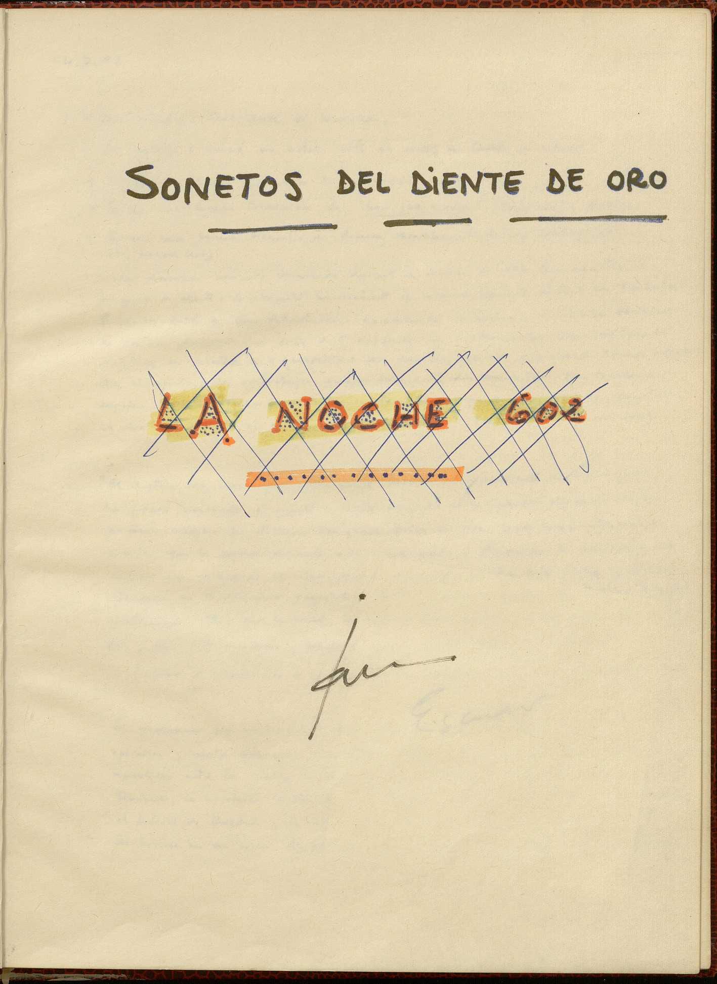Portada manuscrito cuaderno Sonetos diente de oro. E-MS-1 (2-24)