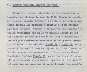 Mecanoscrito Javier Egea. Apuntes para una memoria personal. E-MS-4 (1-13)