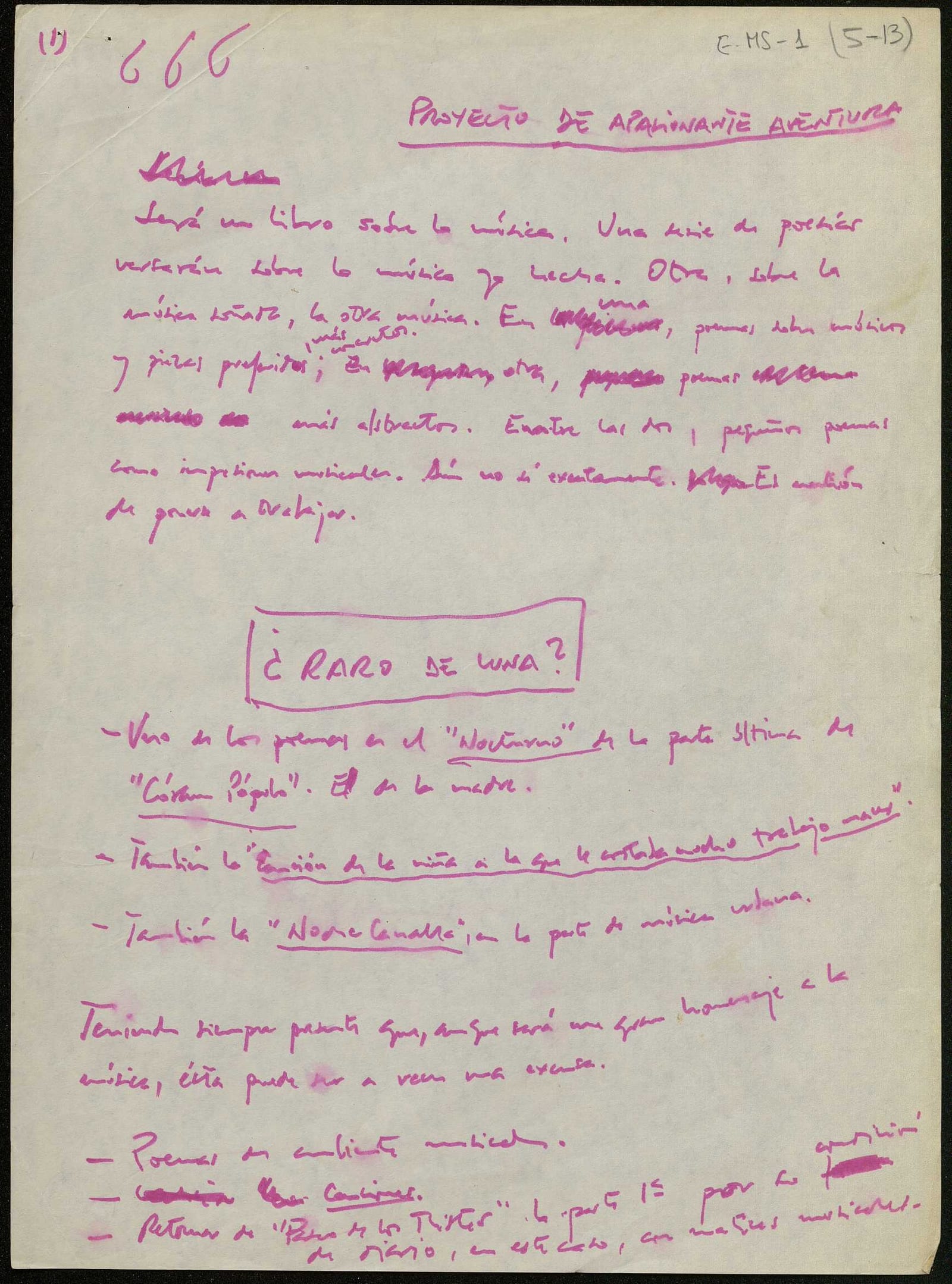 Manuscrito Javier Egea. E-MS-1 (5-13)